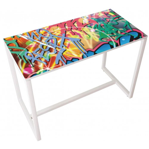 Table réunion haute Easy Office 6 personnes plateau coloris Hêtre