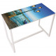 Table réunion haute Easy Office 6 personnes plateau coloris Hêtre