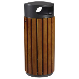 Poubelle Rosa 60 l gris manganèse - bois/métal