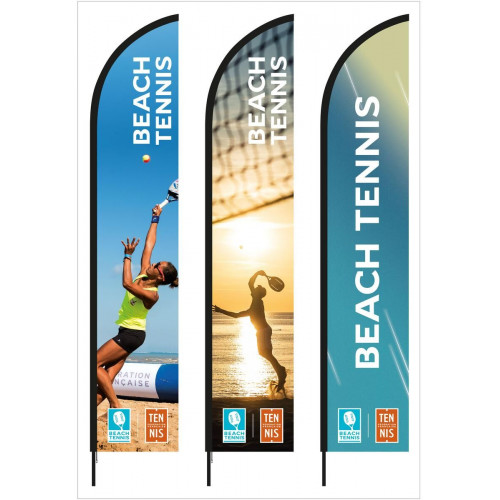 ORIFLAMME - BEACH TENNIS + mat + axe rotatif + LEST pour utilisation extérieure