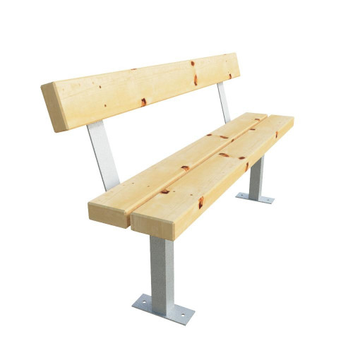 Banc tennis bois / métal à fixer 150 cm - avec dossier - outdoor - Made in France