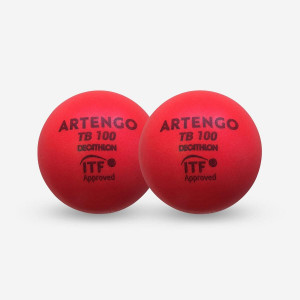 BALLE DE TENNIS EN MOUSSE TB100 9CM ROUGE - LOT de 2 balles