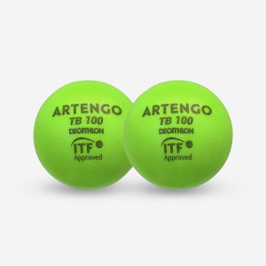 BALLE DE TENNIS EN MOUSSE TB100 9CMVERT - LOT de 2 balles