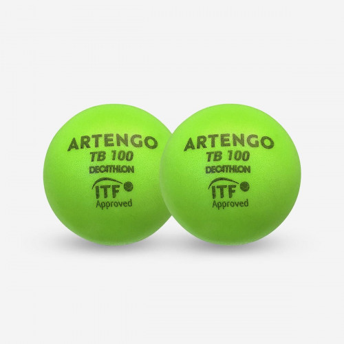 BALLE DE TENNIS EN MOUSSE TB100 9CMVERT - LOT de 2 balles