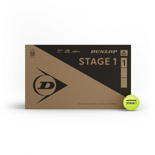 Balles stage 1 - 25 % lent DUNLOP (carton de 18 tubes de 4 balles) - 160400
