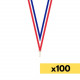 Lot de 100 rubans pour médaille - Bleu/Blanc/Rouge - 10 mm