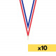 Lot de 10 rubans pour médaille - Bleu/Blanc/Rouge - 10 mm