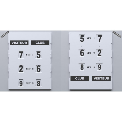 TABLEAU DE SCORE - MODELE SPÉCIAL PADEL RECTO VERSO + ADHÉSIFS OFFERTS - MADE IN FRANCE