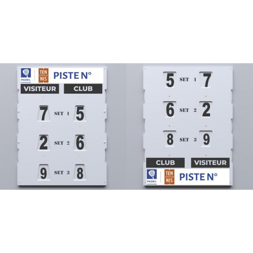 TABLEAU DE SCORE - MODELE SPÉCIAL PADEL RECTO VERSO + ADHÉSIFS OFFERTS - MADE IN FRANCE