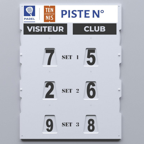 TABLEAU DE SCORE - MODELE SPÉCIAL PADEL RECTO VERSO + ADHÉSIFS OFFERTS - MADE IN FRANCE