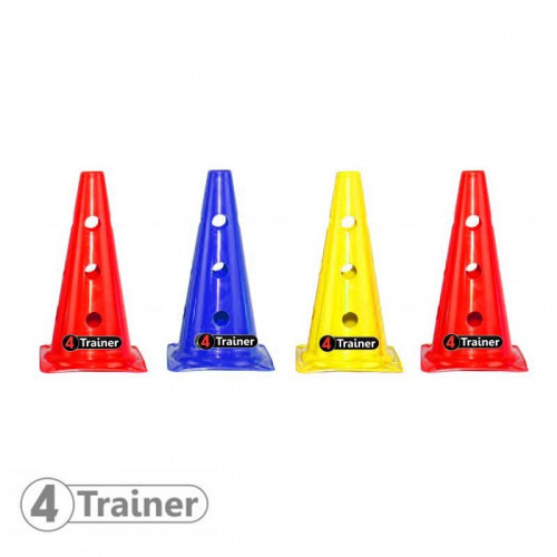 Balise x4 Multicolore - 30cm - Rouge, Jaune, Bleu - Percée 12 Trous - 4TRAINER
