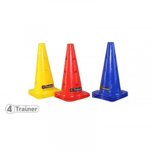 Balise x4 Multicolore - 30cm - Rouge, Jaune, Bleu - Percée 12 Trous - 4TRAINER