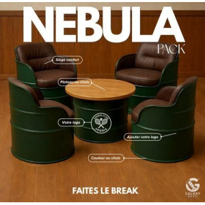 Ensemble lounge personnalisé - 1 table basse  + 4 sièges confort - made in France