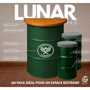 Ensemble mange-debout mural + 2 tabourets personnalisé - made in France