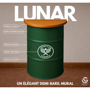 Demi baril 220l Mange-debout mural personnalisé - made in France