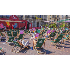 Lot de 4 chiliennes / transats en bois avec impression personnalisée