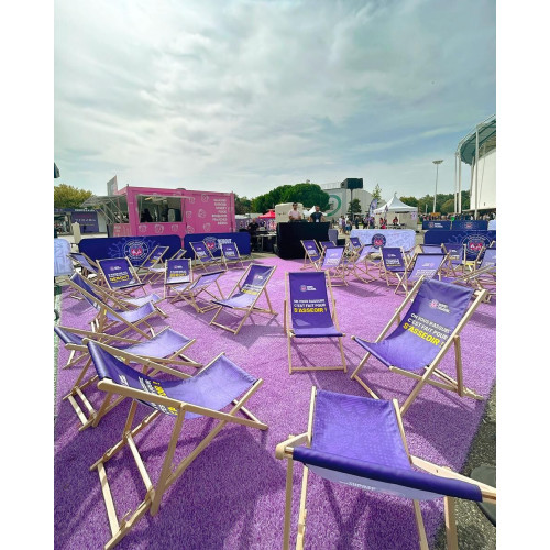 Lot de 4 chiliennes / transats en bois avec impression personnalisée