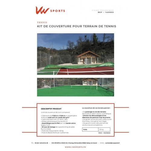 Kit de couverture pour terrain de tennis + 30 sacs de lestage