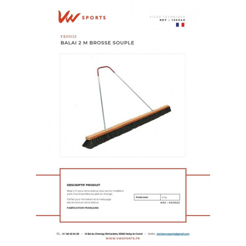 Balai 2m - brosse souple - Made in France