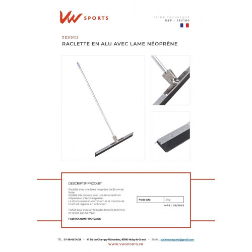 Raclette néoprène 0.85 m -  Made in France