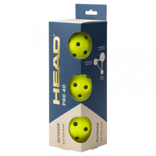 Lot de 3 balles de pickleball - Pro 40 trous
