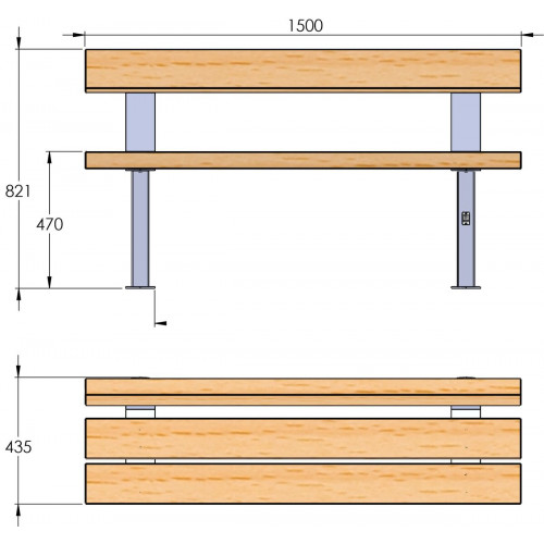 Banc tennis SET avec dossier - Made in France