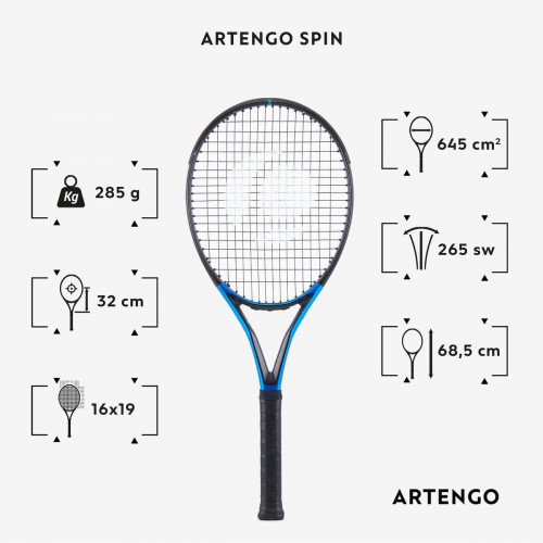 Raquette de Tennis Adulte TR930 Spin 285 g - Noir/Bleu