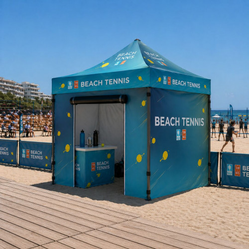 Tente 3x3m, toit avec impression Beach Tennis