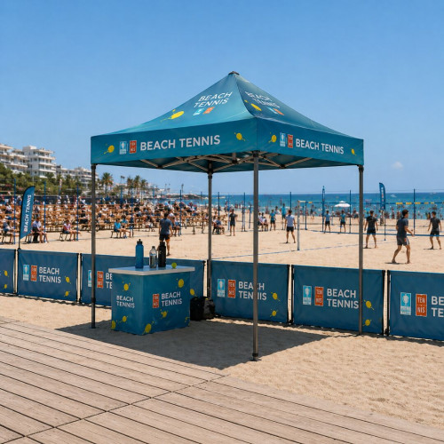 Tente 3x3m, toit avec impression Beach Tennis