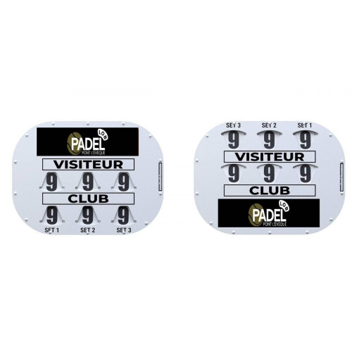 TABLEAU DE SCORE CLIPTEC PADEL RECTO VERSO + ADHÉSIF OFFERT - MADE IN FRANCE