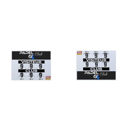 TABLEAU DE SCORE COMPACT PADEL RECTO VERSO + ADHÉSIF - MADE IN FRANCE
