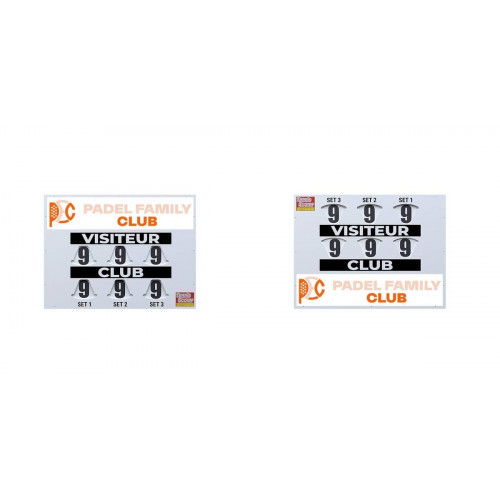TABLEAU DE SCORE COMPACT PADEL RECTO VERSO + ADHÉSIF - MADE IN FRANCE