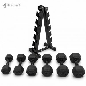 PACK HALTÈRES - 5 à 20KG avec Rack - 6 Paires (5, 10, 12.5, 15, 17.5, 20kg) - 4TRAINER