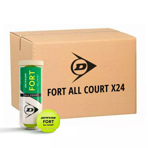 Carton 24 tubes de 3 balles Dunlop Fort All Court