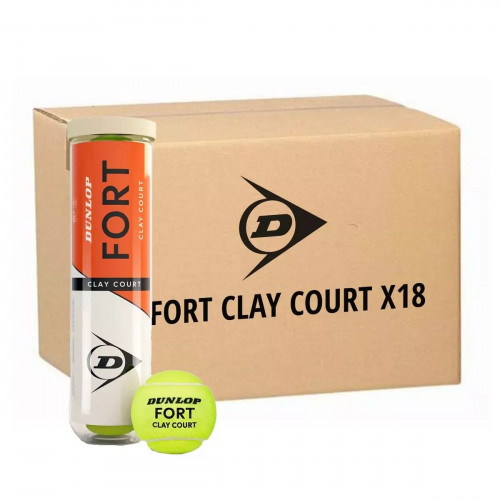 Carton 18 tubes de 4 balles Dunlop Fort Clay Court