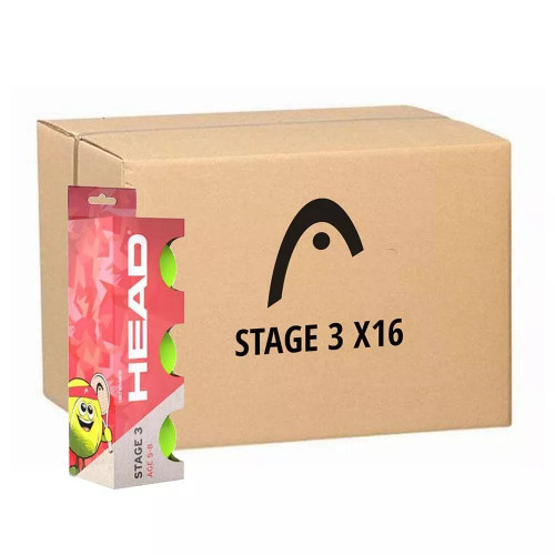 Carton de 16 boîtes de 3 Balles Head Stage 3 Rouge